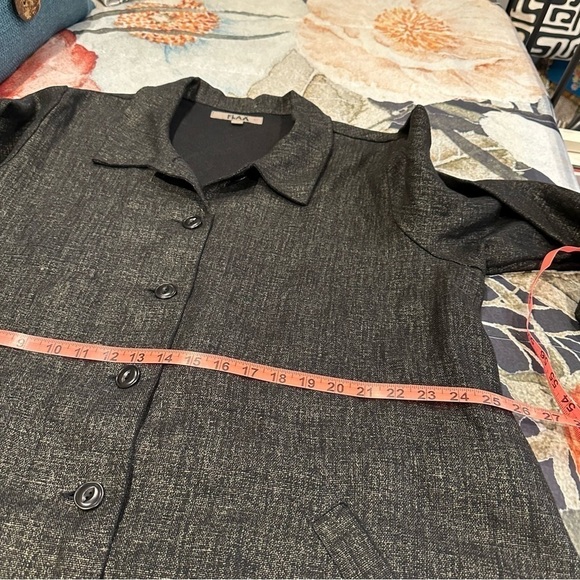 NWOT FLAX 100% linen long sleeve duster jacket grey-black boho classic oversized - Picture 11 of 16